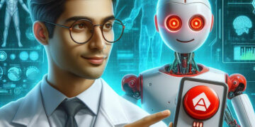 Copilot - A realistic illustration of a scientist holding a big red button labeled 'AI kill switch' while a friendly robot is waving at him, with futuristic gadgets and holograms in the background - TechNewsToday.co.za