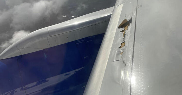 A passenger took a picture of apparent damage on the wing of a plane that was forced to divert to Denver. KELLY BEAGAN - TechNewsToday.co.za